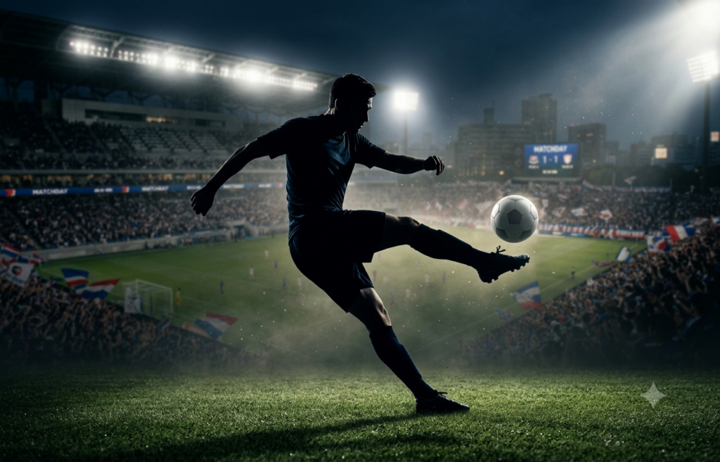 Football player in action during a match